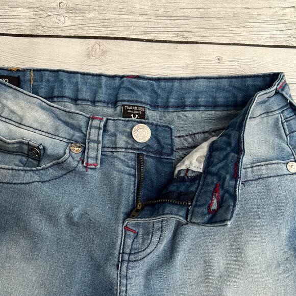 True Religion Geno Relaxed Slim Moto Mens Blue Denim Shorts Size 16 - Picture 7 of 11